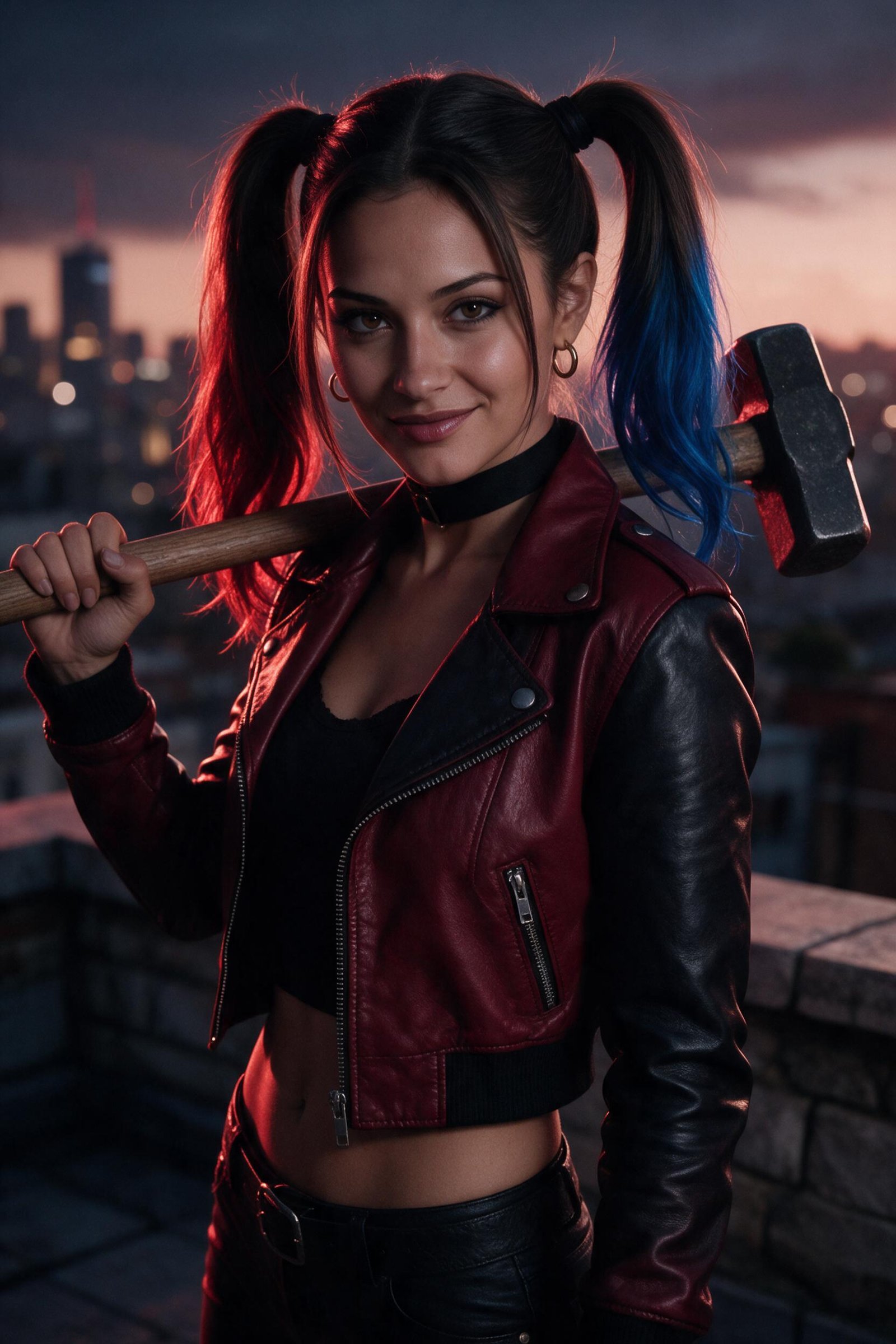 Zika as Harley, off-duty, for Halloween